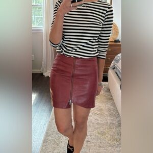 Leith Burgundy Leather Mini Skirt